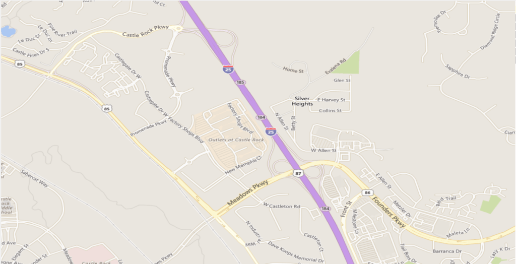 MapSavvy Bing Road layer showing streets and city boundaries